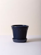 Kopenhagen Glasierter Topf mit Untersetzer, Saphirblau