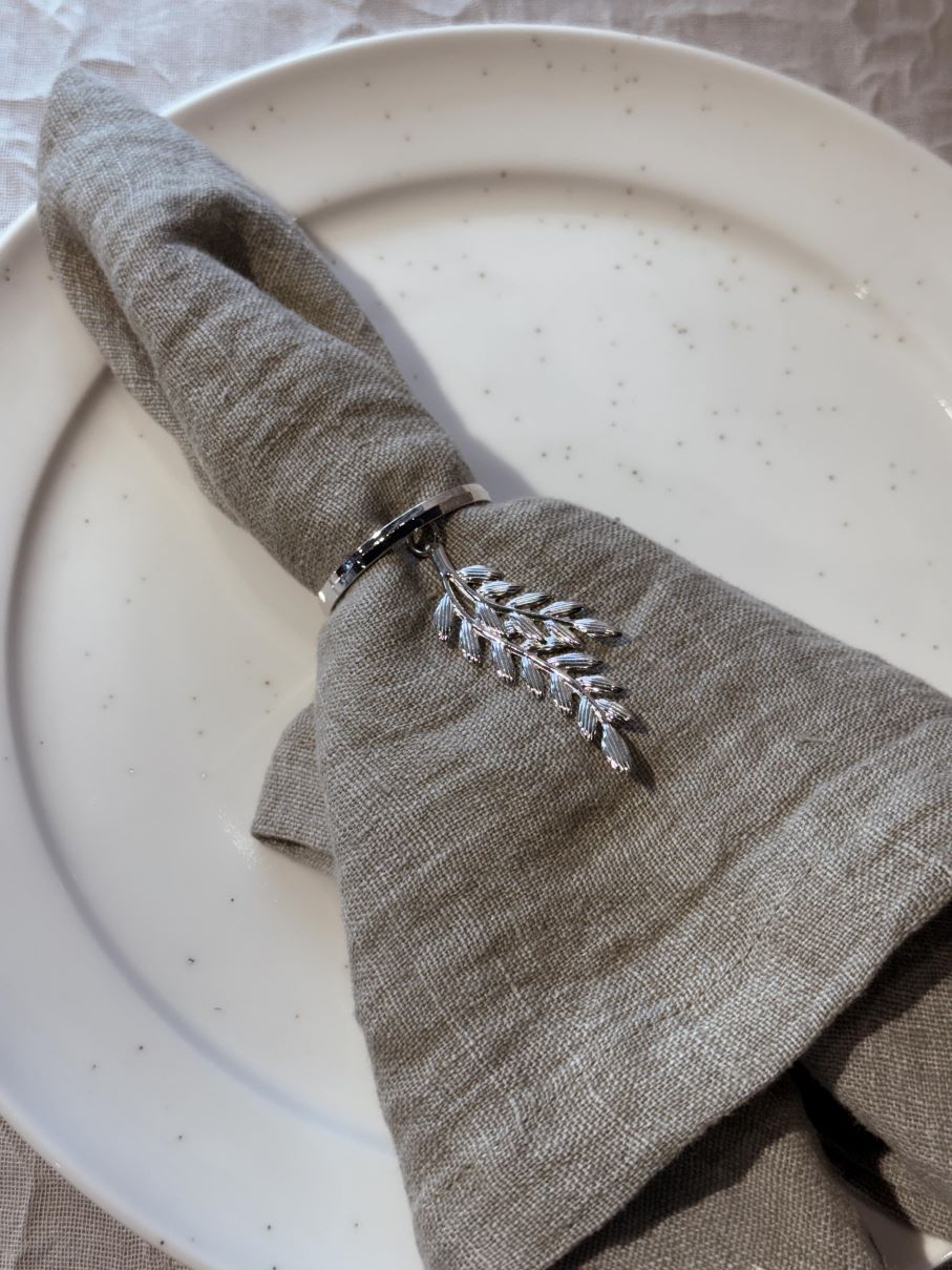 Serviettenringe Hängende Blätter, 4er-Pack, Silber